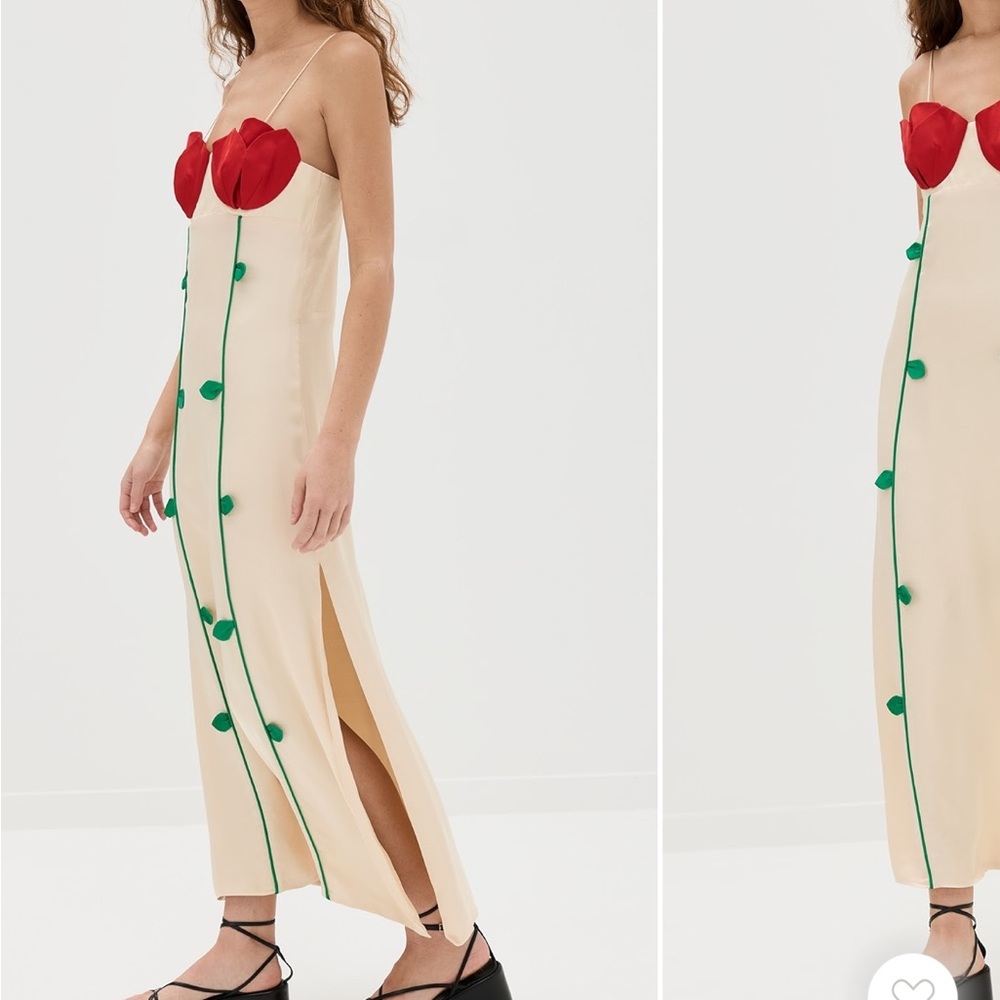 FARM Rio Cream Maxi Dress with Red Floral Bust and Green Trim - Picture 4 of 8